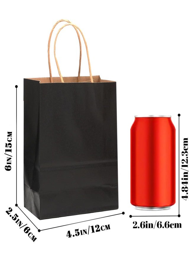 Bakepacker 100 Pcs Black Mini Paper Gift Bags with Handles 6"x4.5"x2.5" Kraft Party Favor Bags Multiple Uses (Mini size) - Image 3
