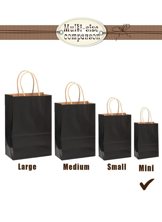 Bakepacker 100 Pcs Black Mini Paper Gift Bags with Handles 6"x4.5"x2.5" Kraft Party Favor Bags Multiple Uses (Mini size) - Image 2