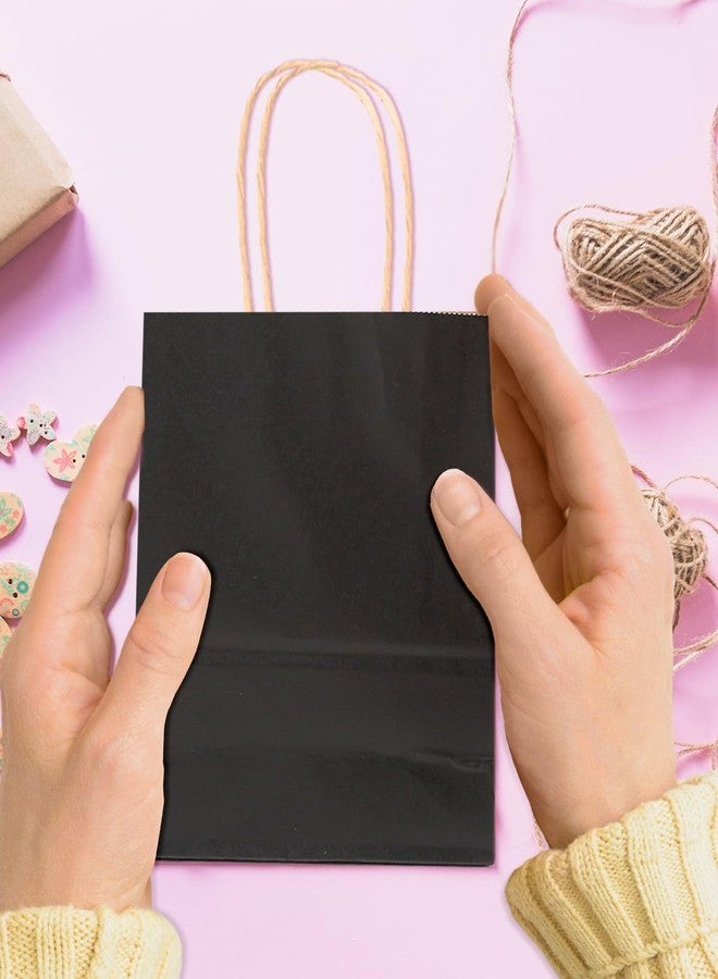 Bakepacker 100 Pcs Black Mini Paper Gift Bags with Handles 6"x4.5"x2.5" Kraft Party Favor Bags Multiple Uses (Mini size) - Image 4