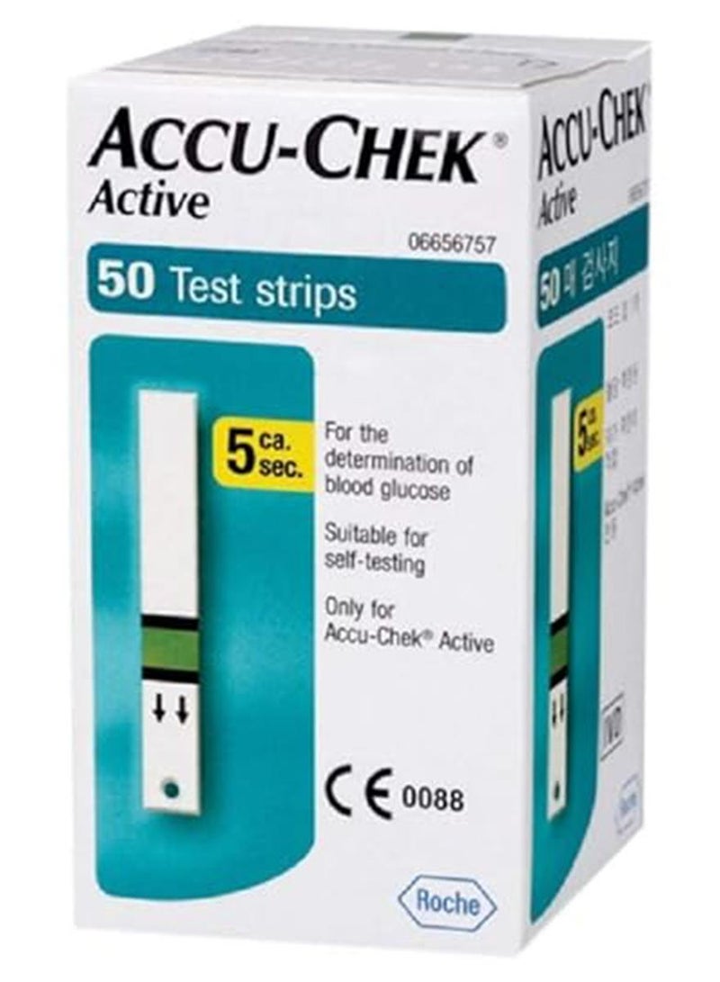 ACCU-CHEK Active Test Strips For Diabetic Blood Glucose Testing, Pack of 50S - Image 1