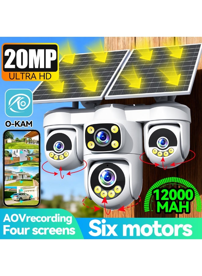 SYXUMLKLS 4K Solar 4G Secruity Outdoor Camera, 6MP True Four Lens PTZ 360 Full Color Night Vision，4 lenses show 4 views, With 4G SIM Card - Image 2