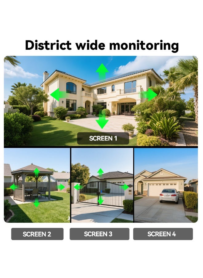 SYXUMLKLS 4K Solar 4G Secruity Outdoor Camera, 6MP True Four Lens PTZ 360 Full Color Night Vision，4 lenses show 4 views, With 4G SIM Card - Image 4