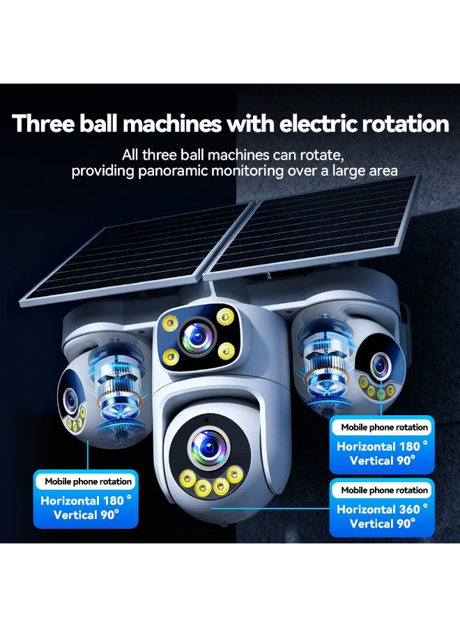 SYXUMLKLS 4K Solar 4G Secruity Outdoor Camera, 6MP True Four Lens PTZ 360 Full Color Night Vision，4 lenses show 4 views, With 4G SIM Card - Image 3