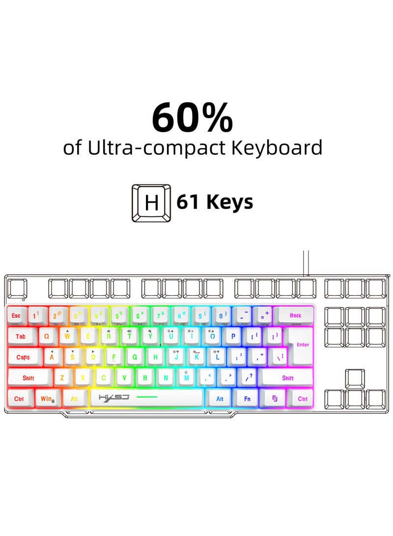 60% Wired Gaming Keyboard, RGB Backlit Ultra-Compact Mini Keyboard, Waterproof Small Compact 61 Keys Keyboard for PC/Mac Gamer, Typist, Travel, Easy to Carry on Business Trip - Image 3