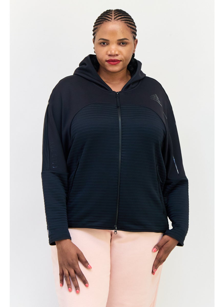Adidas Women Plus Size Long Sleeve Outdoor Sweatshirt, Black  - Image 1