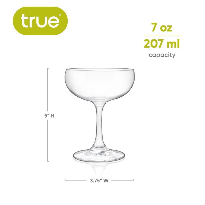 True Coupe Glass, Martini Glasses for Cocktail Party, Perfect for Espresso Martini, Manhattan, Champagne, Elegant 7 oz Glassware for Home Bars, Wedding Gifts, Margarita Glasses Set of 4 - Image 4