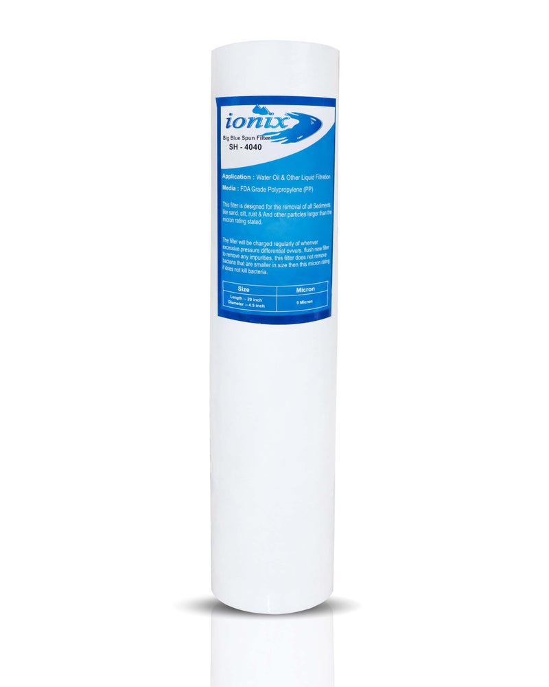IONIX Whole House Water Filter Spare Filter Cartridge, Jumbo Spun Filter, Big Blue Spun Filter 20 inches, 4.5 Inches OD, Big Blue Filter 20 inch (Pack of 1) - Image 1