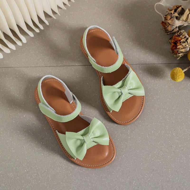 Export Factory Bow Soft-Soled Non-Slip Princess Shoes Flats Open-Toe Kidsren'S Sandals - Image 1