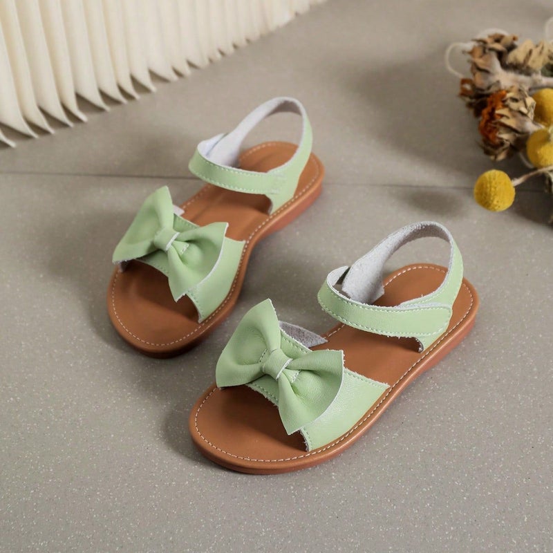 Export Factory Bow Soft-Soled Non-Slip Princess Shoes Flats Open-Toe Kidsren'S Sandals - Image 2