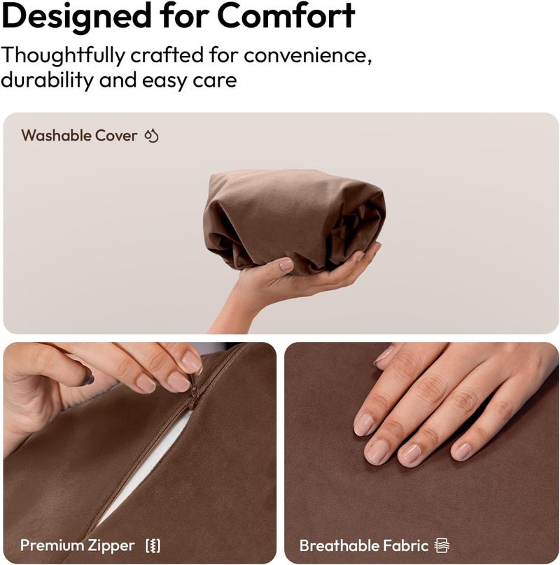 Frido Wedge Plus Cushion Cover | Ultrasoft, Breathable & Cool Pillow Cover | Aesthetic Pillow Cover for Home | Durable & Machine Washable | Coffee Brown - Image 4