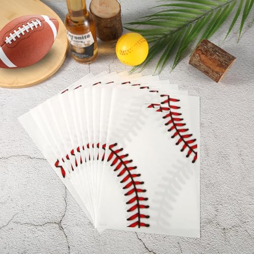 PEUTIER 50pcs Baseball Party Gift Bags Baseball Goodie Bags Favors Sport Theme Party Favor Practical Gift Bag for Birthday Presents Packing Candy Snack Goodie Storage White Red - Image 5