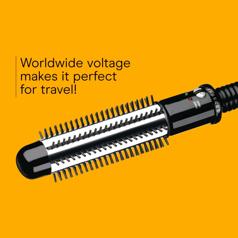 Conair Instant Heat Curling Iron Brush, 1 1/4-Inch Barrel Curling Brush for Short Hair, 30-Second Heat-Up with 25 Heat Settings for All Hair Types, Black - Image 3