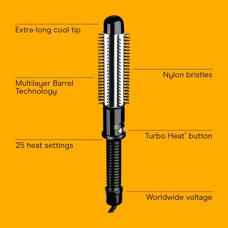Conair Instant Heat Curling Iron Brush, 1 1/4-Inch Barrel Curling Brush for Short Hair, 30-Second Heat-Up with 25 Heat Settings for All Hair Types, Black - Image 2