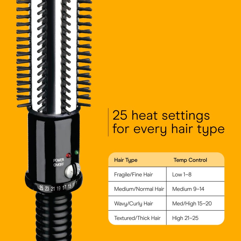 Conair Instant Heat Curling Iron Brush, 1 1/4-Inch Barrel Curling Brush for Short Hair, 30-Second Heat-Up with 25 Heat Settings for All Hair Types, Black - Image 4