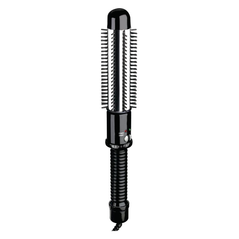 Conair Instant Heat Curling Iron Brush, 1 1/4-Inch Barrel Curling Brush for Short Hair, 30-Second Heat-Up with 25 Heat Settings for All Hair Types, Black - Image 1