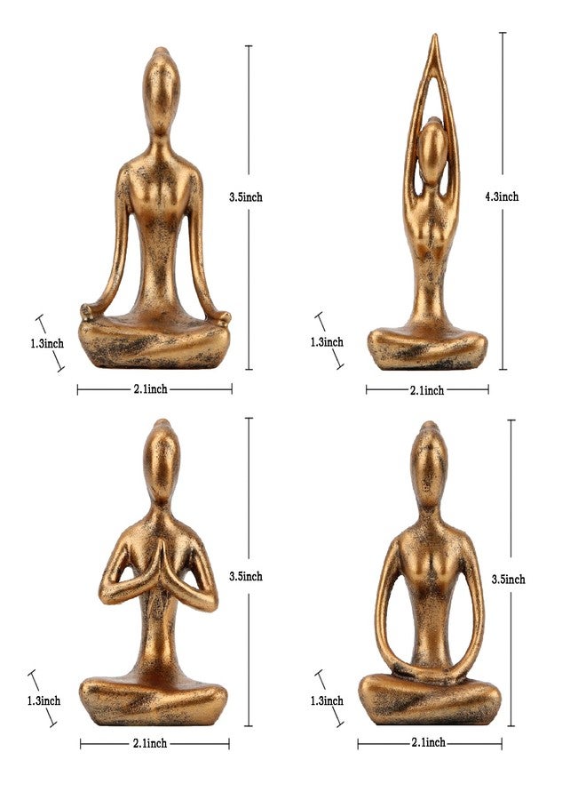 Leekung Yoga Statue Meditation Zen Decor - Yoga Statues for Home Decor,Small Yoga Figurines for Spiritual Room Decorations,Set of 4 Yoga Pose Statue Shelf Decor Accents Gold Color - Image 2
