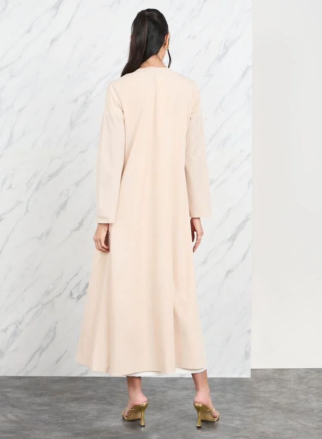 Take Two Embroidered Lace Trim Midi Length Kimono