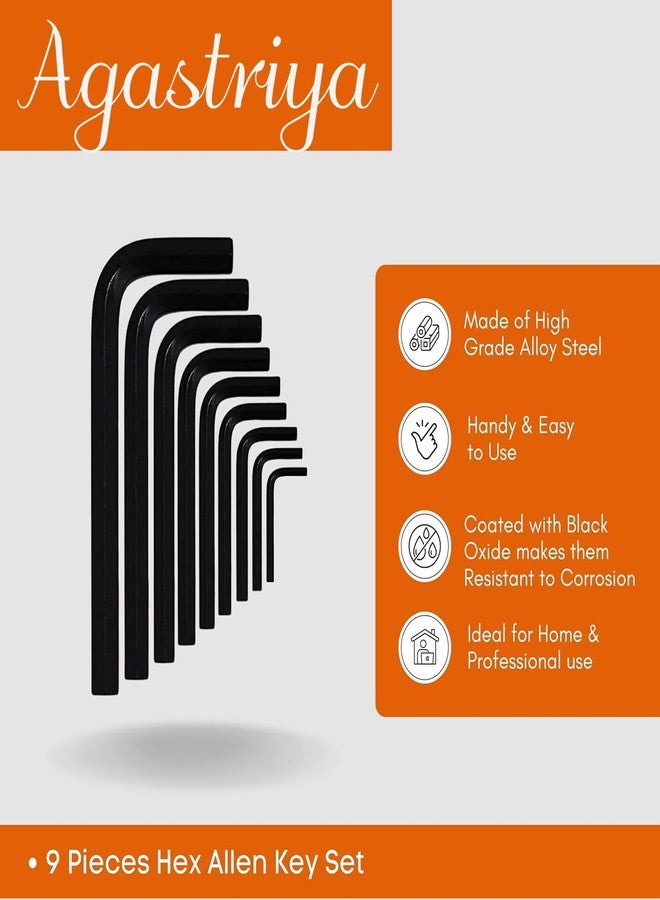 AGASTRIYA Allen Key Set 9 Pieces (1.5 mm, 2 mm, 2.5 mm, 3 mm, 4 mm, 5 mm, 6 mm, 8 mm, 10 mm) Hex Allen Key Tools Kit Hex Key Wrench Set Precise Manual Tool for Auto Repair Wrenches Spanners Hand Tools - Image 3