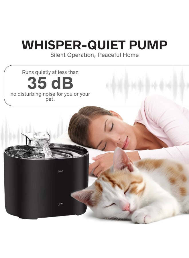 Nexso 2.2L Black Cat Water Fountain – Silent Pump, 4-Layer Filtration System, Visual Water Level Window, BPA-Free PC+PP Material, Easy-to-Clean Water Dispenser for Cats & Dog, Quiet Hydration Solution - Image 5
