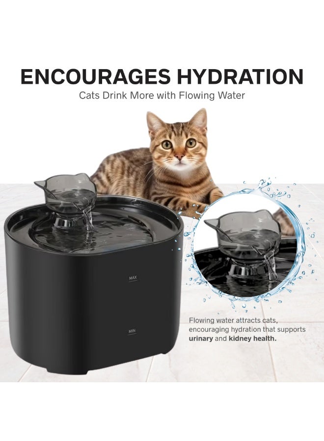 Nexso 2.2L Black Cat Water Fountain – Silent Pump, 4-Layer Filtration System, Visual Water Level Window, BPA-Free PC+PP Material, Easy-to-Clean Water Dispenser for Cats & Dog, Quiet Hydration Solution - Image 3