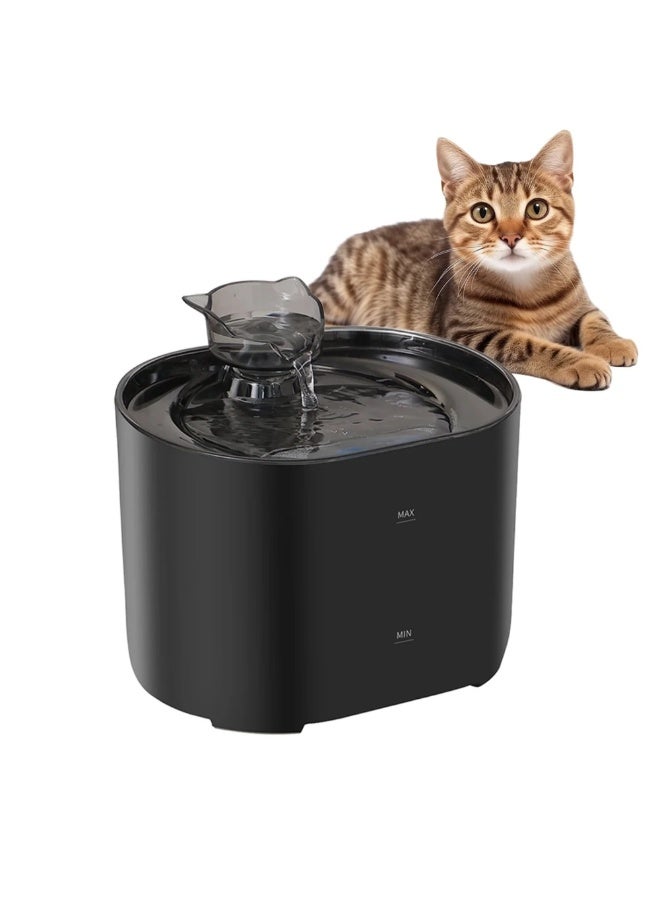 Nexso 2.2L Black Cat Water Fountain – Silent Pump, 4-Layer Filtration System, Visual Water Level Window, BPA-Free PC+PP Material, Easy-to-Clean Water Dispenser for Cats & Dog, Quiet Hydration Solution - Image 1