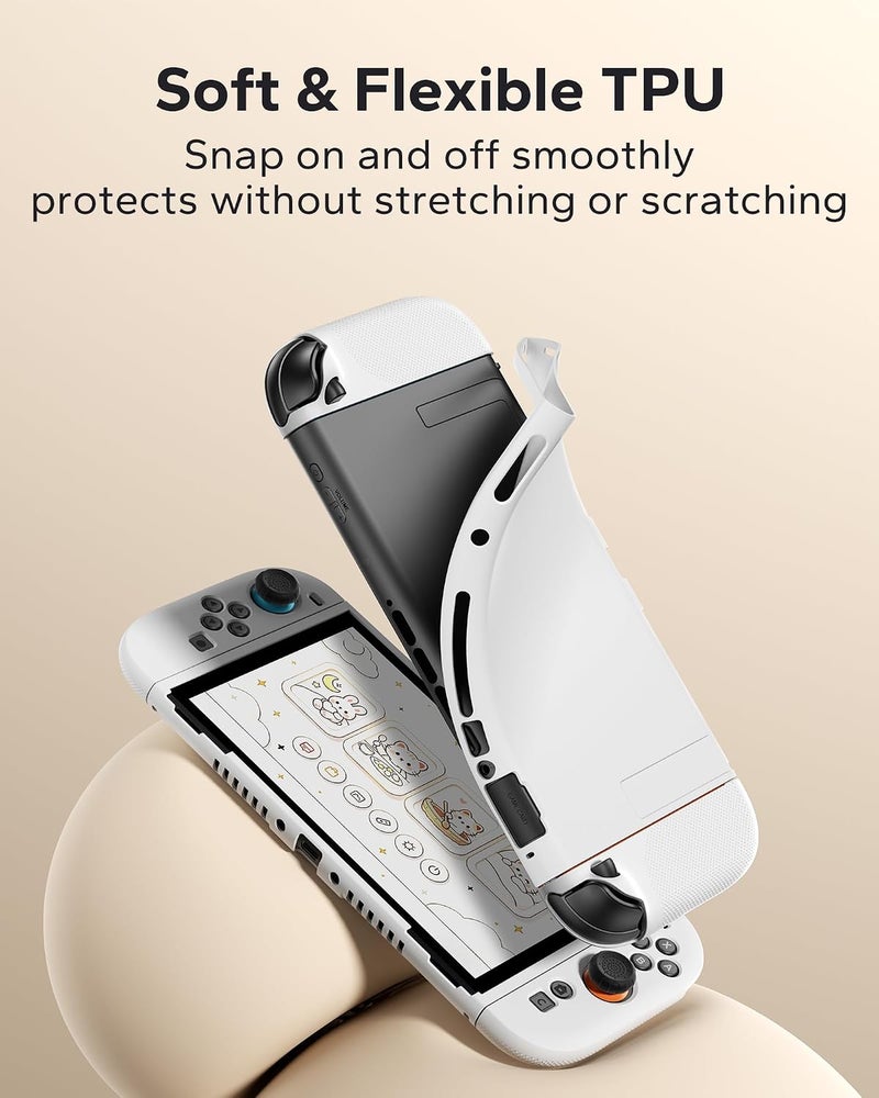 Jemdo Textured Grip Protective Case Compatible with Nintendo Switch 2 (2025) Only - White Matte Shockproof TPU Shell with Anti-Slip Handles, Ergonomic & Comfort Slim Back Cover - Image 3