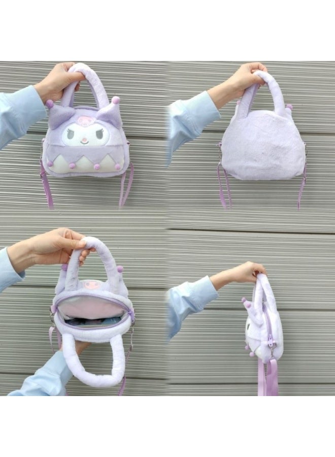 Sanrio Kuromi Plush Crossbody Bag with Adjustable Shoulder Strap Wallet Purse Shoulder Bag Coin Pouch Accessories for Women Girls - Image 3
