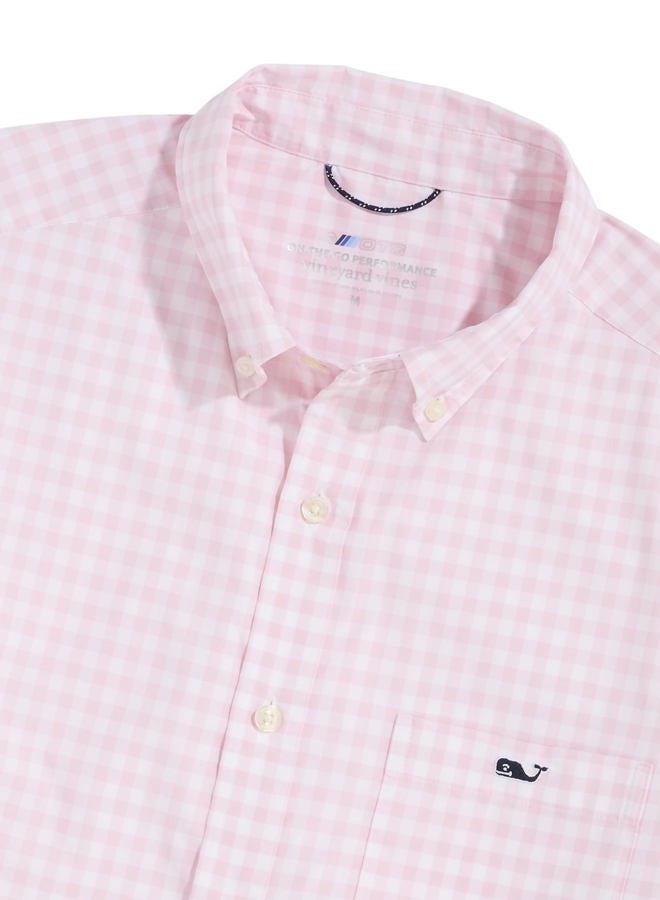 Vineyard Vines Men's Gingham On-The-Go Nylon Shirt, Flamingo Plaid_30 - Image 3