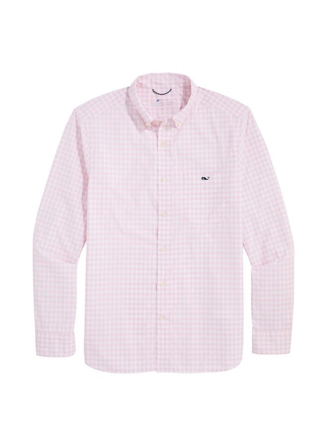 Vineyard Vines Men's Gingham On-The-Go Nylon Shirt, Flamingo Plaid_30 - Image 1