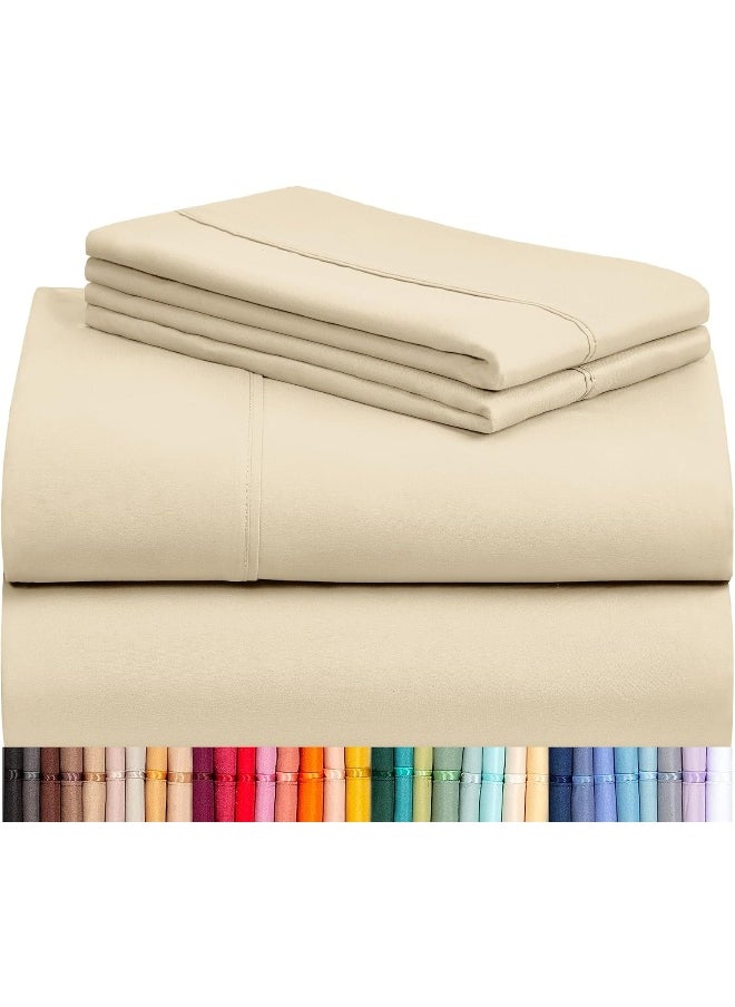 Generic LuxClub 6 PC Sheet Set Bamboo Sheets Deep Pockets 18" Eco Friendly Wrinkle Free Sheets Machine Washable Hotel Bedding Silky Soft - Cream Full  - Image 1