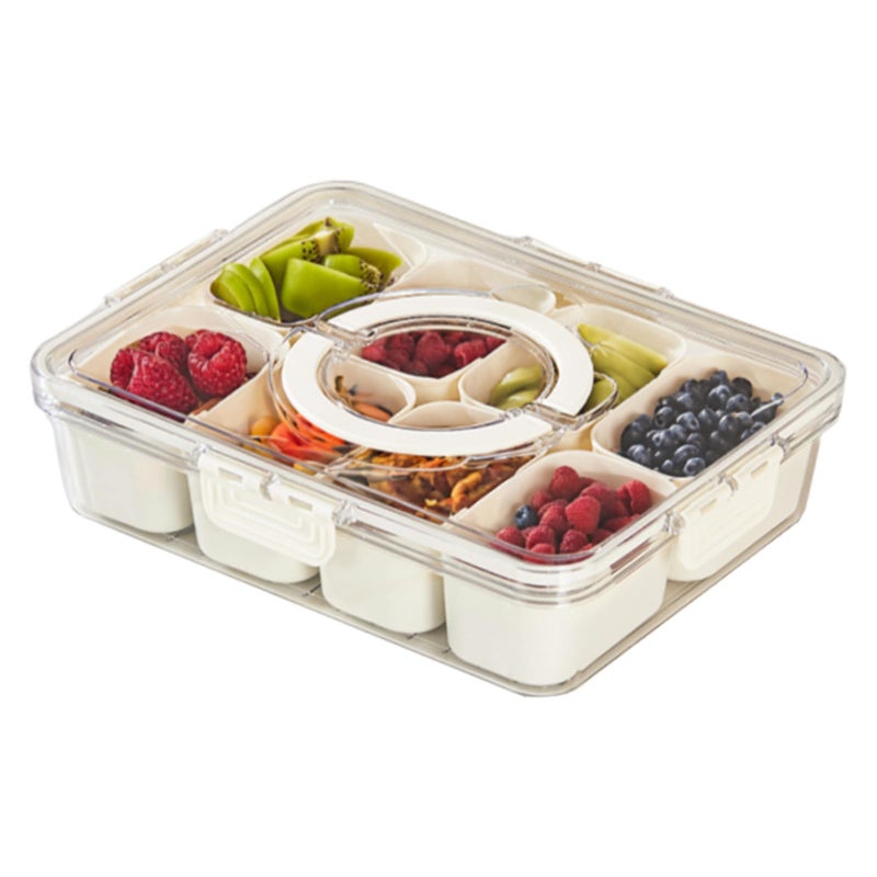 Snack Box Container Portable Travel Charcuterie Board with Lid Refrigerator Food Storage Box Snack Organizer Divided Storage Containers chopped salad box 8 Compartment