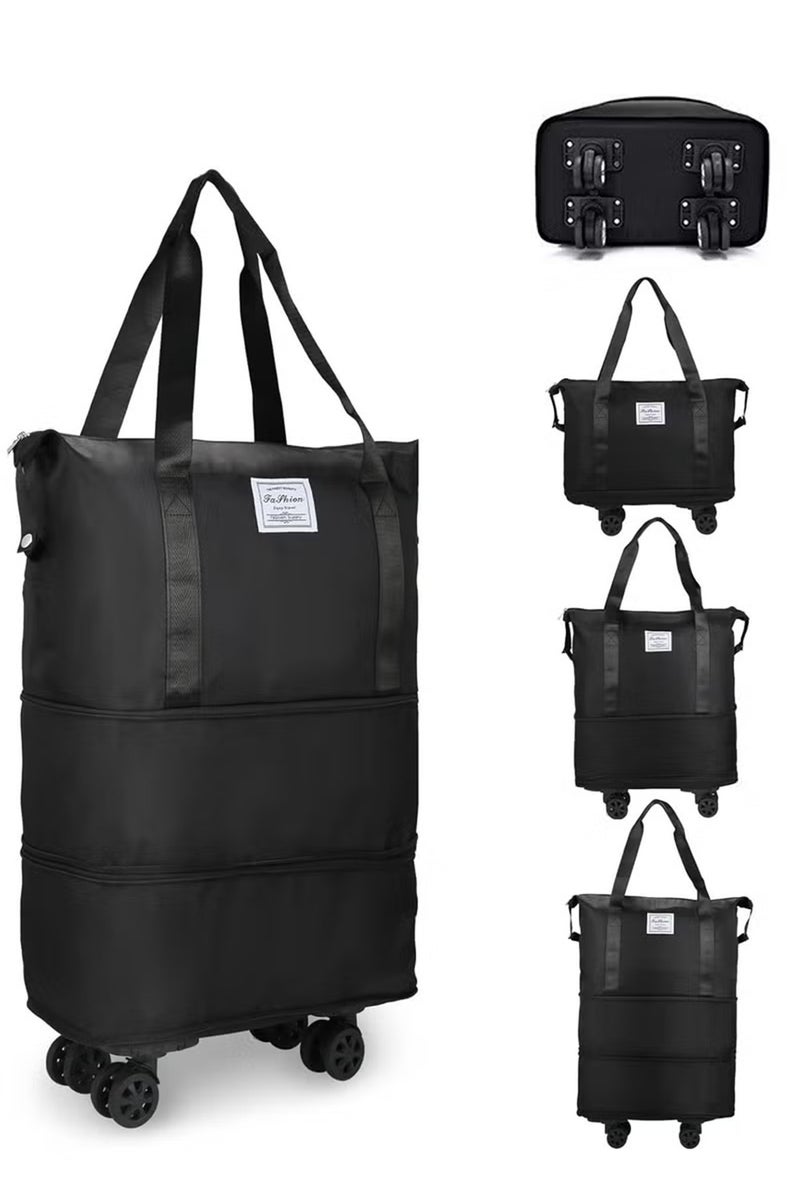 54L Expandable Rolling Duffle Bag, Waterproof Oxford Fabric Luggage Bag with Detachable 360° Wheels & Wet/Dry Compartments, Versatile Travel Bag for Travel, Gym & Business Trips  - Image 1