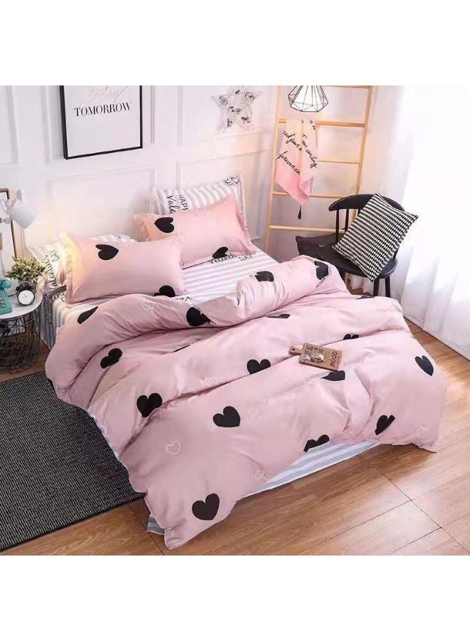 6 Pcs King Size Duvet Cover Set Microfibre Super Soft Cotton Includes 1 Duvet Cover 220x240 cm 1 Fitted Sheet 200x200+30 cm 4 Pillow cases 50x75 cm