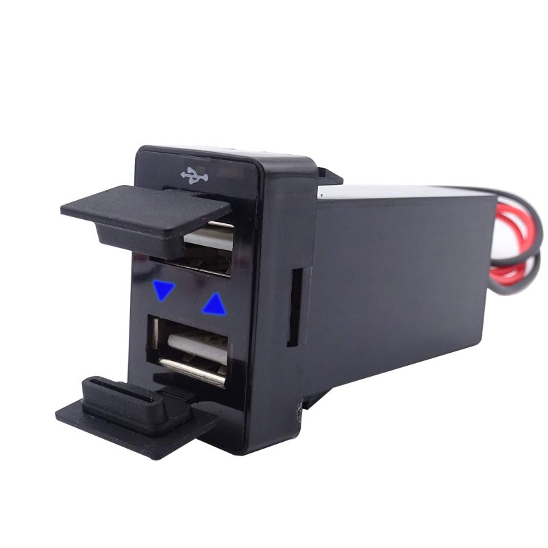 شاحن منفذ مزدوج USB XJMOTO مع ضوء أزرق 12V24V 21A متوافق مع تويوتا تندرا تاكوما 4رانر