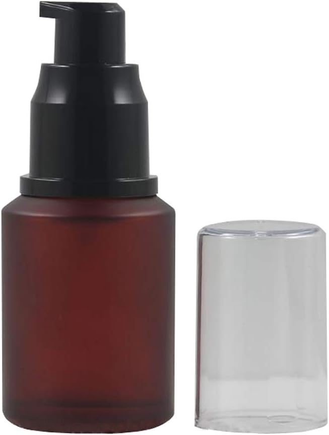 1PCS 30ml 1oz Rose Red Frosted Empty Glass Cosmetic Cream Lotion Pump Bottle with Black Pump Head and Anti-Dust Cap Travel Containers for Beauty Liquid Essential Oil Facial Cream Emulsion