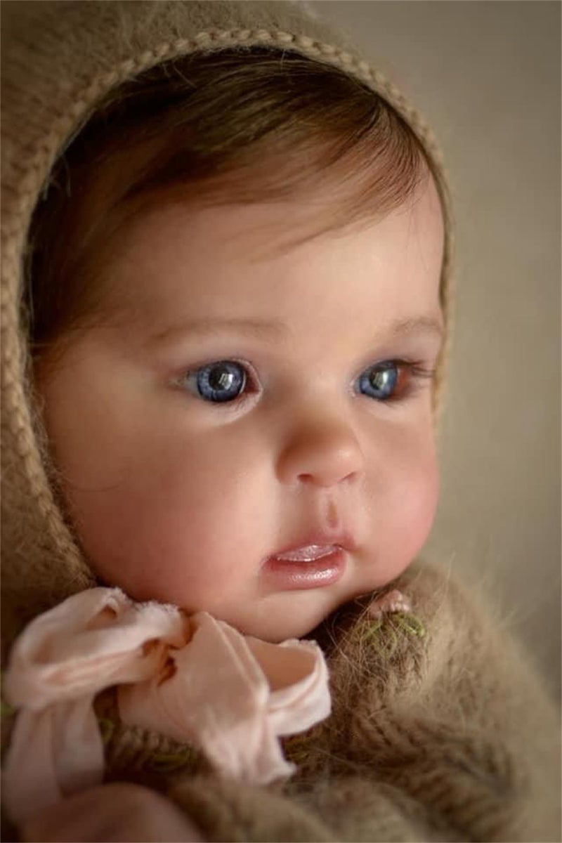 Zero Pam 20 inch Lifelike Reborn Baby Dolls Girl Eyes Open Silicone Newborn Doll with Realistic Veins Rooted Brown Hair Soft Cuddle Cloth Body Real Babies that Look Real Toys for Kids - Image 3