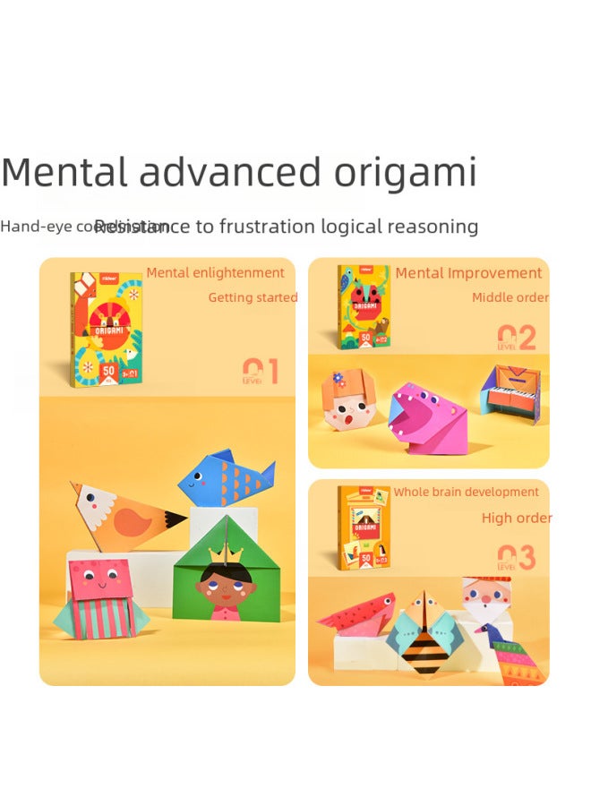 Advanced Handmade Children's Paper Crafts 3d Cutouts Stickers Educational Diy Toys For Kindergarten Kids Intelligence Toys-Color:Advanced Origami-Medium (50 Sheets) MD2089 - Image 4