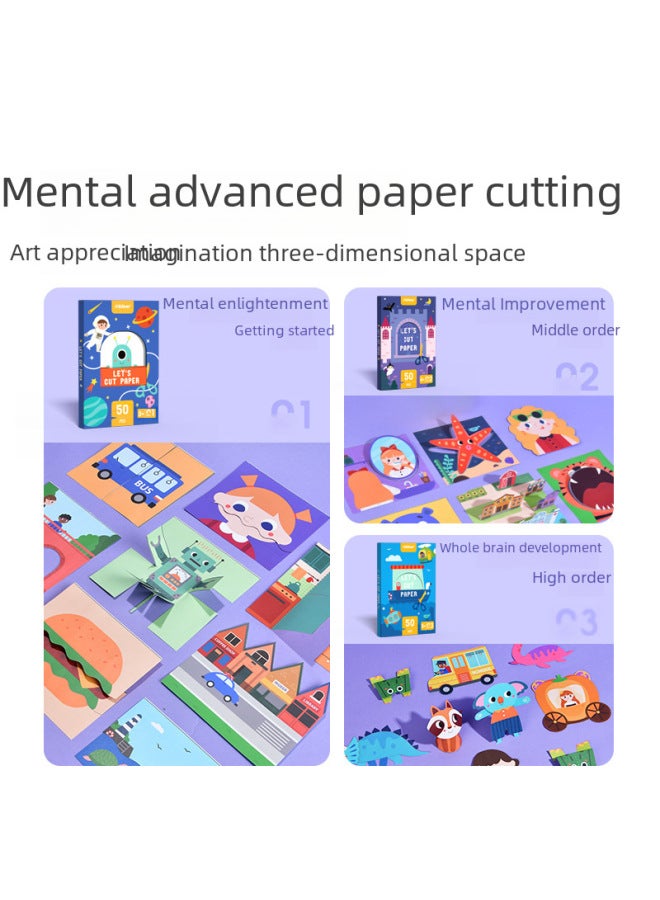 Advanced Handmade Children's Paper Crafts 3d Cutouts Stickers Educational Diy Toys For Kindergarten Kids Intelligence Toys-Color:Advanced Origami-Medium (50 Sheets) MD2089 - Image 5