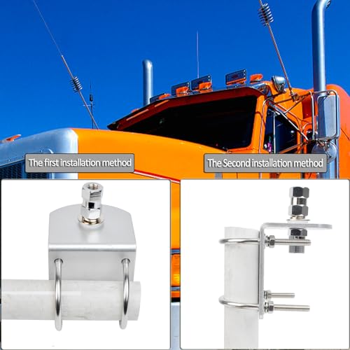 HYS Universal CB Antenna Mount W/ SO239 Stud, Antenna Mast Pole Mount Kits Heavy Duty 2pcs U-Bolt Clamp Bracket, L-Bracket with 10mm(APPR. 0.39inchs) Hole - Image 5