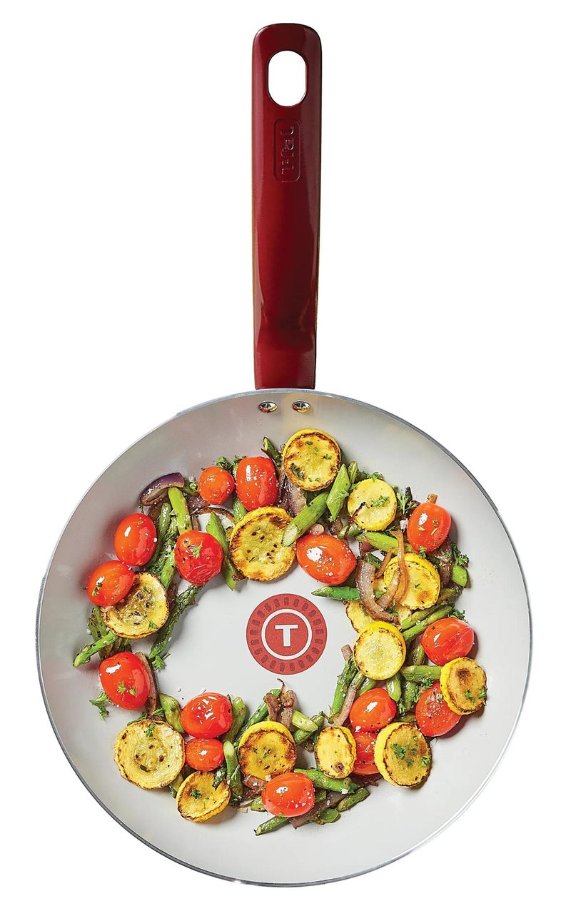 T-fal Simply Cook Ceramic Non-Stick Cookware, 2 Piece Frypan Set, 8 Inch and 10.5 Inch, Raspberry Compote, C499S264 - Image 5