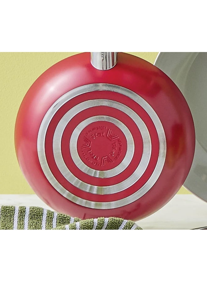 T-fal Simply Cook Ceramic Non-Stick Cookware, 2 Piece Frypan Set, 8 Inch and 10.5 Inch, Raspberry Compote, C499S264 - Image 3