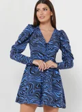 NASTY GAL Print Puff Sleeve Dress