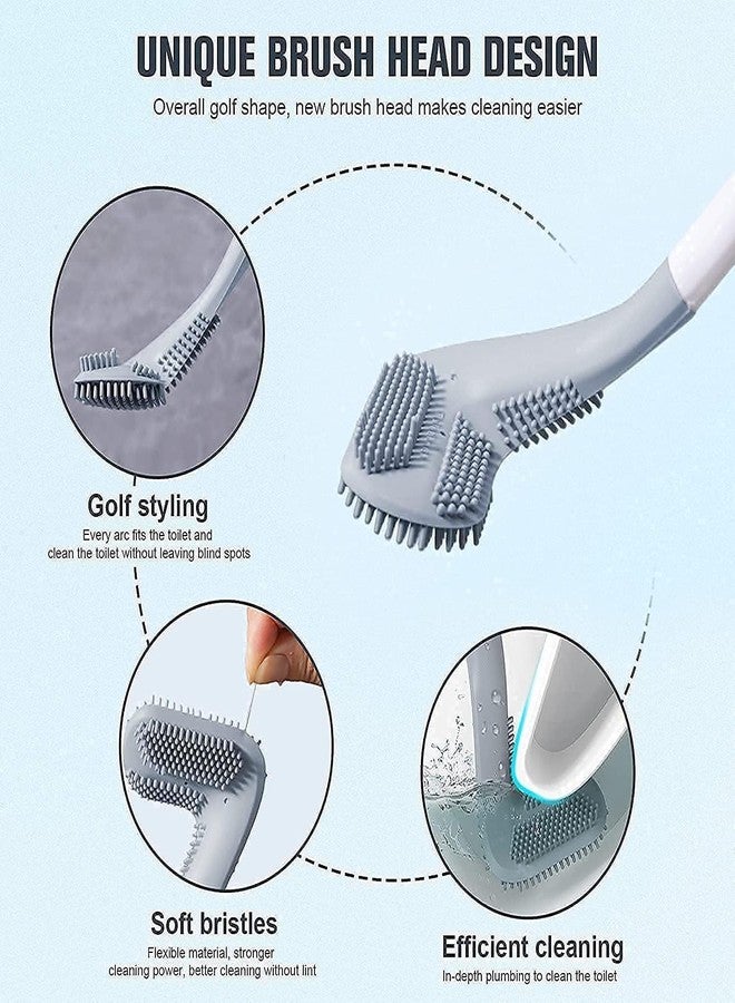 GFDesign Set of 2pcs Toilet Cleaning Brush with Long Handle, Golf Bathroom Cleaning Brush Set, Silicone Toilet Brush with Holder Stand, Wall Mounted Toilet Brush Cleaner for Toilets (1, Golf Brush 2 Pc) - Image 4