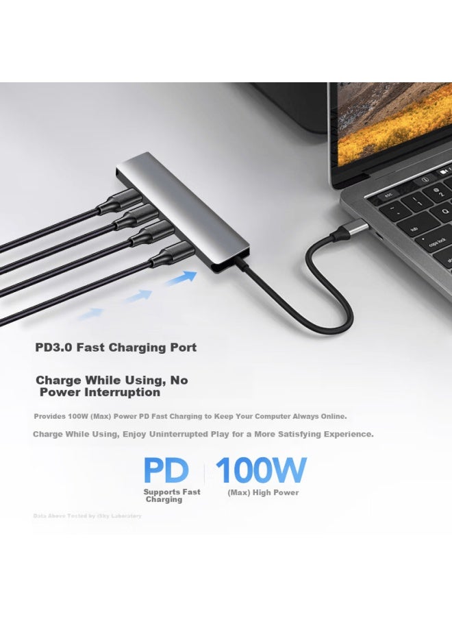 Isky Type-c 3.2 Splitter 10gbps High-speed 7-port Hub Thunderbolt 3/4 Dock Usb-c 3.2 Gen2 Docking Station For Apple Microsoft Huawei Phones And Laptops - Image 2