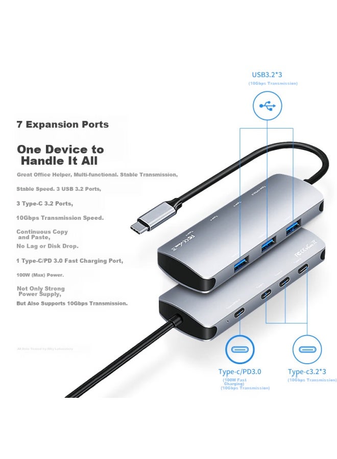 Isky Type-c 3.2 Splitter 10gbps High-speed 7-port Hub Thunderbolt 3/4 Dock Usb-c 3.2 Gen2 Docking Station For Apple Microsoft Huawei Phones And Laptops - Image 5