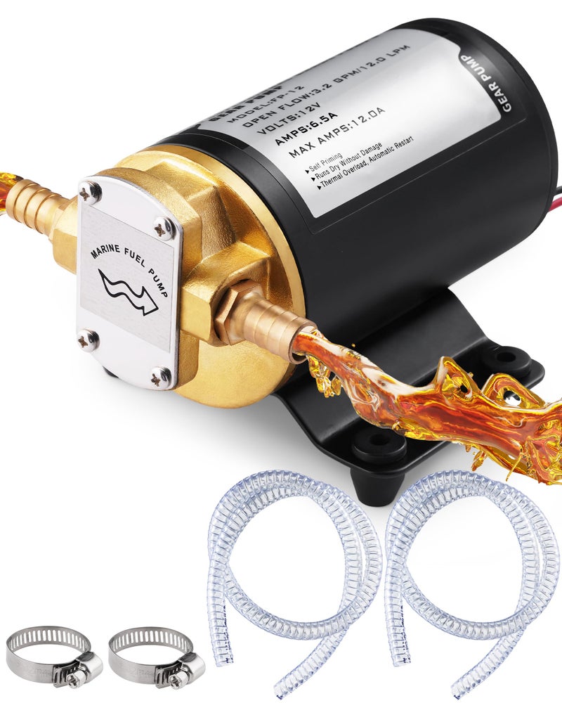 Faitio 12V Oil Extractor Pump, 3.2GPM Electric Gear Oil Pump, Fluid Transfer & Scavenge Pump for Engine Oil, Gear Oil, Transmission Fluid Change, Diesel Fuel Transfer Pump for Car, Truck, Mower, Boat - Image 1