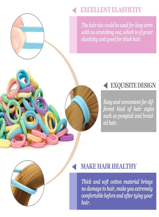 JIRIS Hair Ties for Women And Kids, 100PCS Seamless Thick Cotton Hair Band, Elastic Baby Hair Ties No Damage Ponytail Holder, Multicolor - Image 3