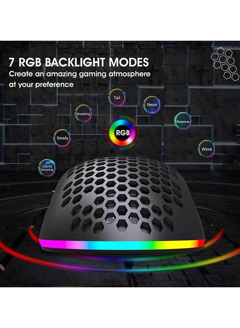 Wireless Gaming Mouse 2.4GHz Wireless Mouse RGB LED Light Mouse Cellular Laptop Mouse