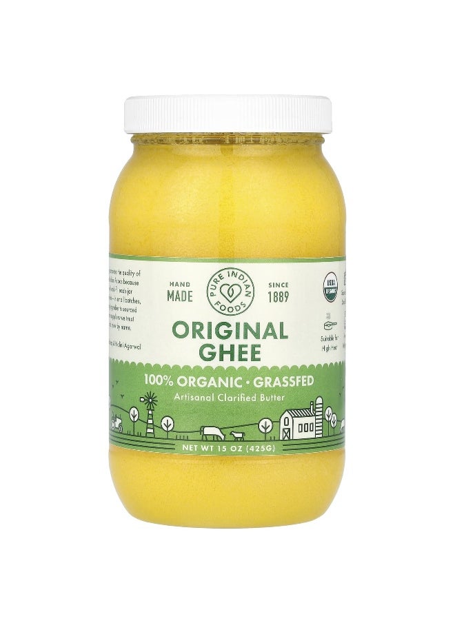Pure Indian Foods Pure Indian Foods, Organic Artisanal Clarified Butter, Original Ghee, 15 oz (425 g)  - Image 1