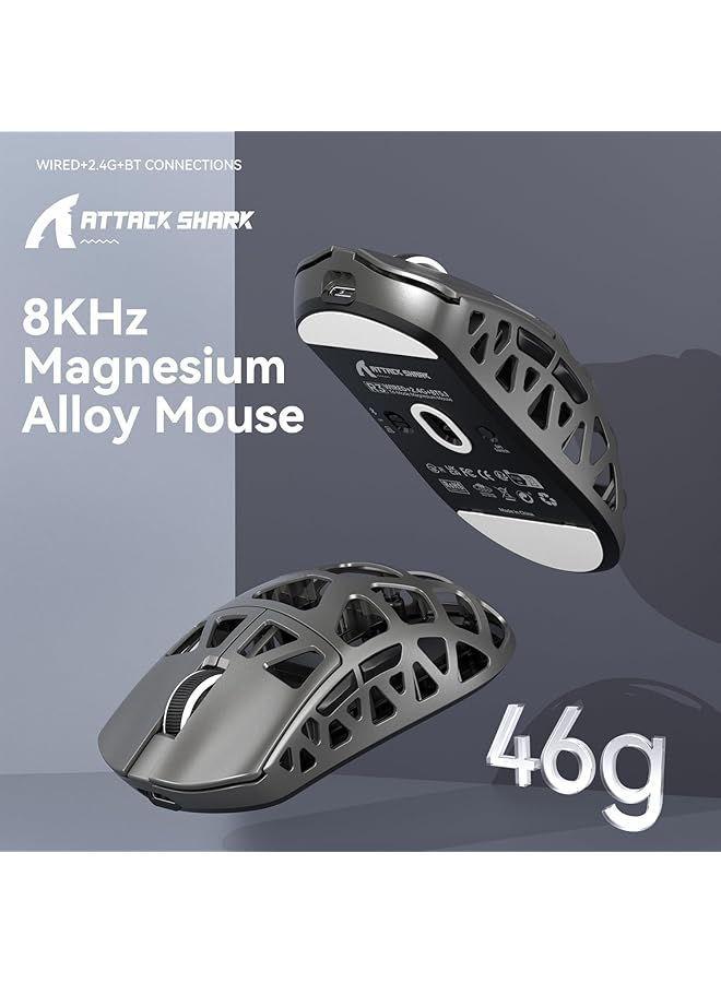 Attack Shark R3 Magnesium Alloy Mouse Wireless 8K Mouse 46G Superlight Mouse Pixart Paw3395 Gaming Sensor Bt/2.4G/Wired Gaming Mouse Adjustable Dpi 26000 Office Mice For Win11/Xbox/Ps - Image 2